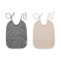 Liewood Lai Bib 2-pack Check/Graphic Stroke Khaki Mix