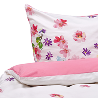 beliani Modernes Bettwäsche Set weiß / rosa Baumwolle 135 x 200 cm Larynhill - Weiß