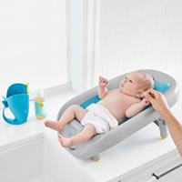 Skip Hop S9H498210 - Baby-Badewanne Moby, Baby-Waschschale, Kunststoff, blau-grau