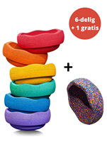 Stapelstein Stapelstenen Rainbow 6-delig + 1 gratis confetti steen