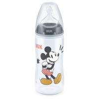 NUK Babyfles First Choice + Disney Mickey Mouse 300 ml, Temperatuur Control grij