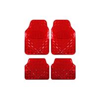 WOLTU Universal Auto Fußmatten 4-teilig Alu Chrom Optik rot 7103