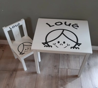 Geboortexpress.nl 1 of 2 stoeltjes en tafeltje met naam en meisjeshoofdje