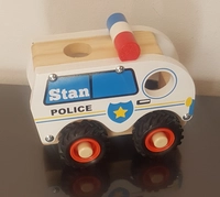 Geboortexpress.nl Houten politieauto met rubberen wielen (met naam)