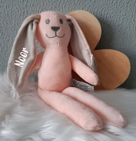 Geboortexpress.nl knuffel rammelaar konijn (met naam) roze