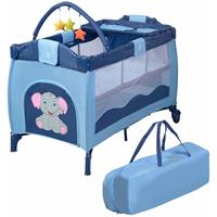 costway 3-in-1 Baby Speelbed Draagbare Opvouwbare Babykamer Comfortabel Matras Baby Wiegje Bed & Box met Speelgoed