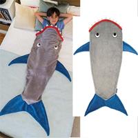 huismerk Winter Shark zeemeermin slapen deken slapen Swaddle zachte wol kinderen slaapzak (Grijze haai)