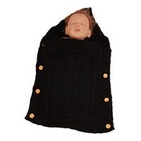 huismerk Zzsd0002 Autumn / Winter Baby Knitted Woolen Button Sleeping Bag Photography Blanket Stroller Sleeping Bag(Black)