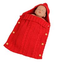 huismerk Zzsd0002 Autumn / Winter Baby Knitted Woolen Button Sleeping Bag Photography Blanket Stroller Sleeping Bag(Big Red)