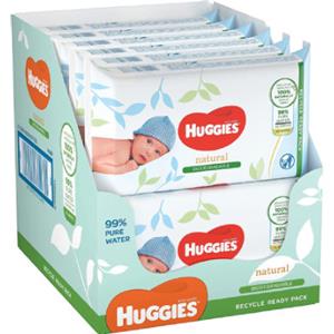 Huggies Feuchttücher Natural Biodegradable sensitive 12 x 48 Babytücher, Großpackung