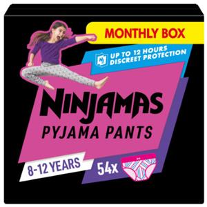 NINJAMAS Pyjama Pants Monatsbox für Mädchen, 8-12 Jahre, 54 Stück