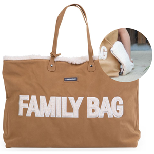 Childhome Family Bag Verzorgingstas Luiertas | Suede Bruin met Bont