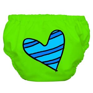 Babybum Charlie Banana 2-in-1 Zwemluier en Oefenbroekje- Blue Petit Coeur on Green - Maat M (7-9 kilo)