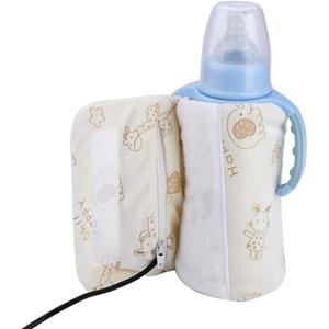 longziming Babyflaschenwärmer Baby-Flaschenwärmer – Kristall-Samt, USB, tragbar, Reisebecher- beige