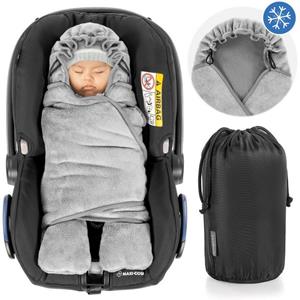 Zamboo Fußsack »Grau«, Baby Winter Einschlagdecke mit Füßen - gefütterte Decke für Babyschale / Maxi Cosi und Kinderwagen Babywanne - mit Kapuze und Tasche