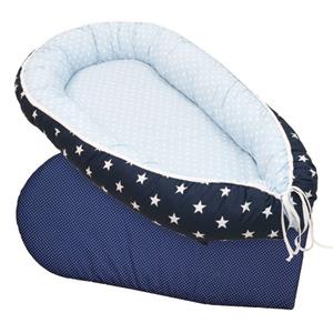 ULLENBOOM Bettnestchen »Baby Kuschelnest Set mit Einlage - Blau Hellblau, 55x95 cm, Babynest & Cocoon«, (2-tlg), Außenstoff aus 100% Baumwolle, Als Reisebett geeignet (Made in EU)