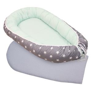 ULLENBOOM Bettnestchen »Baby Kuschelnest Set mit Einlage - Mint Grau, 55x95 cm, Babynest & Cocoon«, (2-tlg), Außenstoff aus 100% Baumwolle, Als Reisebett geeignet (Made in EU)