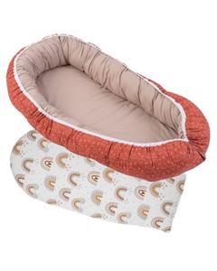 ULLENBOOM Bettnestchen »Baby Kuschelnest Set mit Einlage - Regenbogen, 55x95 cm, Babynest & Cocoon«, (2-tlg), Außenstoff aus 100% Baumwolle, Als Reisebett geeignet (Made in EU)