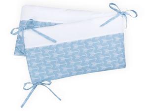 KraftKids Bettnestchen »weiße Pfeile auf Blau«, für 140x70 cm Bett, 100% Baumwolle, abnehmbarer Bezug, Befestigungsbänder, drei Füllkissen