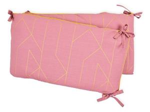 KraftKids Bettnestchen »goldene Linien auf Rosa«, für 120x60 cm Bett, 100% Baumwolle, abnehmbarer Bezug, Befestigungsbänder, drei Füllkissen