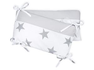 KraftKids Bettnestchen »große graue Sterne auf Weiss«, für 120x60 cm Bett, 100% Baumwolle, abnehmbarer Bezug, Befestigungsbänder, drei Füllkissen