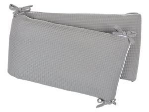 KraftKids Bettnestchen »Waffel Piqué grau«, für 120x60 cm Bett, 100% Baumwolle, abnehmbarer Bezug, Befestigungsbänder, drei Füllkissen