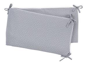 KraftKids Bettnestchen »Musselin grau Punkte«, für 120x60 cm Bett, 100% Baumwolle, abnehmbarer Bezug, Befestigungsbänder, drei Füllkissen