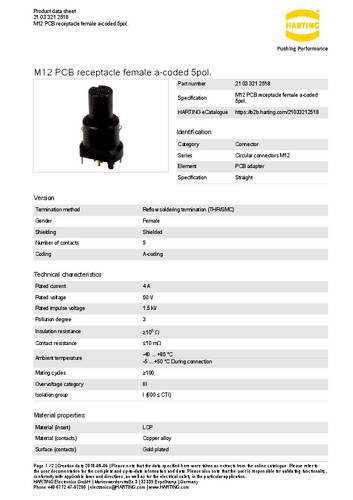Harting 21 03 321 2518 Printplaatconnector Bus, recht 1 stuk(s)