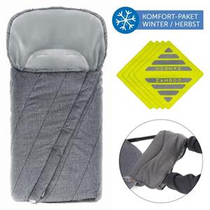 Zamboo Fußsack »Komfort- & Schutzpaket«, Baby Winter Fußsack für Babyschale / Maxi Cosi - Winterfußsack mit Handmuff, Handwärmer, Reflektoren für Kinderwag