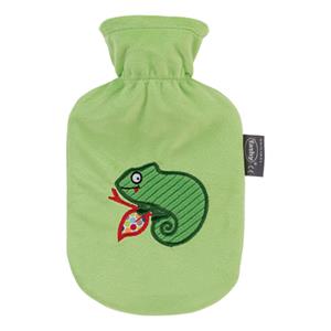 fashy Wärmflasche 0,8L mit Flauschbezug Camäleon grün