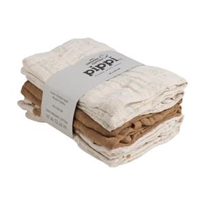 Pippi Organic Muslin Cloths 6-pack Almond