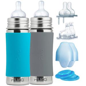 Pura Kiki Babyflasche »Geschenkset - 2x 325ml Trinkflaschen (inkl. 5x Zubehör)«, Bisphenol A, BPS,PVC & Phtalate frei