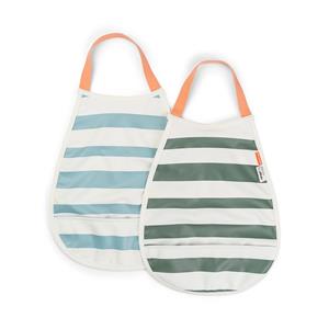 Done by Deer Pull-over bib 2-pack Stripes (blue-green)