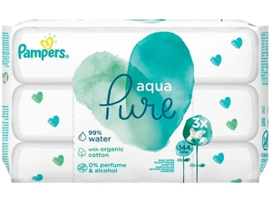 Pampers Toilettenpapier »Aqua Pure Baby Feuchttücher aus purem Wasser und Bio-Baumwolle« (3-St)