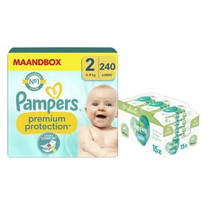 Pampers Premium Protection Luiers Maat 2 en Harmonie Aqua Billendoekjes 720 stuks Pakket