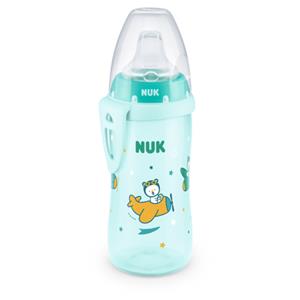 NUK Babyflasche Active Cup, blau, Motiv Bär/Flugzeug 300ml