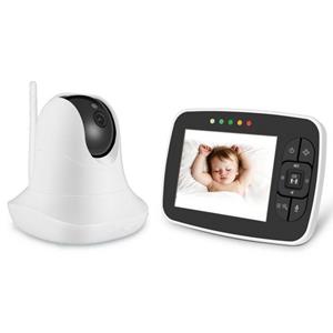 QTIYE Video-Babyphone Babyphone mit Kamera, Ferngesteuerter Pan-Tilt-Zoom, 3,5 Zoll LCD-Bildschirm, Infrarot-Nachtsicht, Temperaturanzeige, Schlaflieder, Zwei-Wege-Audio, Gegensprechfunktion und Smart