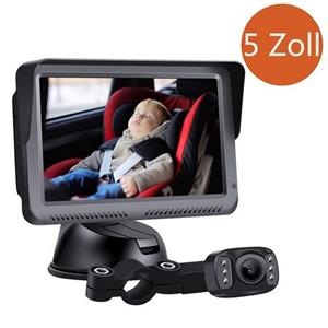 XDeer Video-Babyphone 4.3/5 Zoll Baby Spiegel Auto Kamera Spiegel Babyphone mit Kamera, 120°Weitwinkel Baby Monitor Babyfon Video