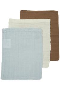 Meyco Washandjes  Pre-washed Off-white/Light Blue/Toffee 3-pack