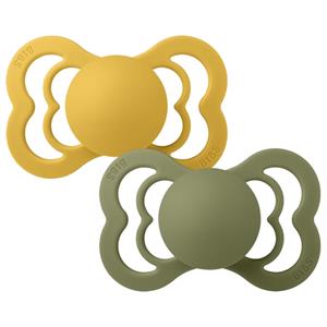 Bibs Supreme Silicone Pacifier 2-pack Symmetrical Honey Bee/Olive - Str. 1