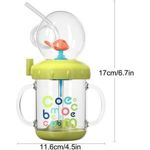XDeer Babyflasche 220ML/350ml Wasserflaschen Trinklernbecher Baby Plastikbecher, Süße Cartoon-Wal Schnabeltassen mit Strohhalm für Kleinkinder