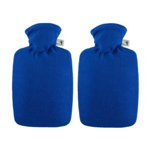 2x Fleece kruik blauw 1,8 liter met hoes -