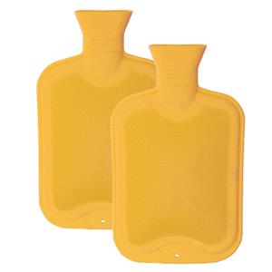Home & Styling Warmwaterkruik - 2 stuks - 2 liter - van rubber - geel -