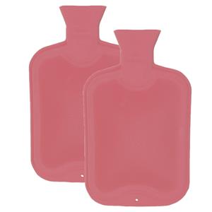 Home & Styling Warmwaterkruik - 2 stuks - 2 liter - van rubber - roze -