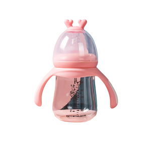 LuxeBass Babyfles met Handvaten | Voedingsfles Melkfles voor Baby | 180ml Roze