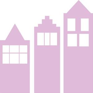 Klein & Stoer Muursticker 3 huisjes roze XXL
