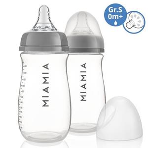 MiaMia Babyflasche  PP-Flasche 2er Pack 260 ml + Silikon-Trinks