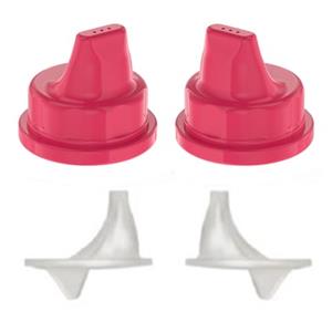 Lifefactory Sippy Caps für Baby-Glastrinkflaschen (120ml & 250ml) 2er-Set, raspberry