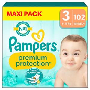 Pampers Premium Protection , maat 3 Midi, 6-10kg, Maxi Pack (1x 102 luiers)