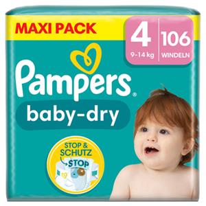 Pampers Baby-Dry luiers, maat 4, 9-14kg, Maxi Pack (1 x 106 luiers)
